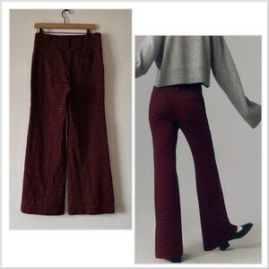 Anthropologie The Naomi High-Rise Wide-Leg Pants Mini Marled Houndstooth Size 10
